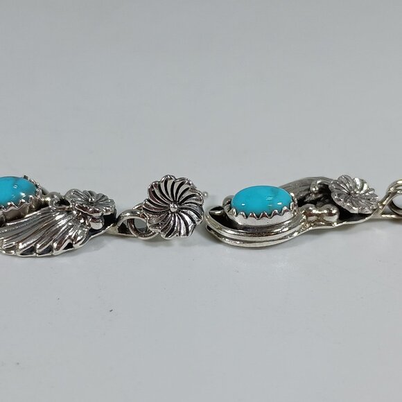Native America Navajo Sterling Silver Turquoise Post Earring's By Verley Betone - Picture 4 of 7